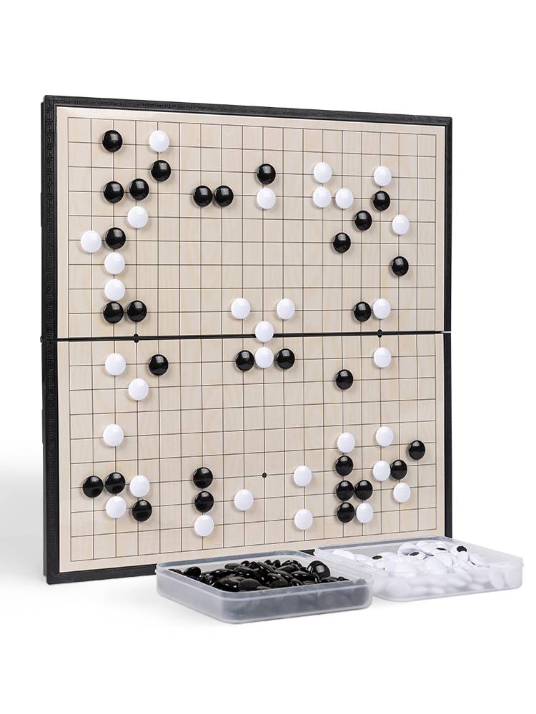 Wuzi Chess Go Children Junior Set Set Student Puzzle Toys with Magnetic Black and White Chess Portable Chessboard Two -in