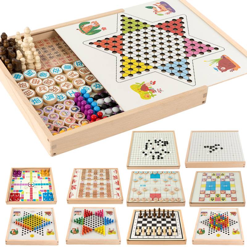 Multifunctional game chessboard multi -combined chess and card children's adults to play chess pieces set toys wisdom board games