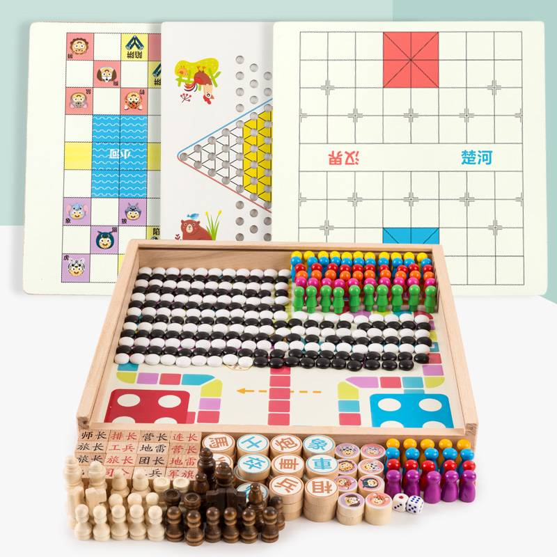Multifunctional game chessboard multi -combined chess and card children's adults to play chess pieces set toys wisdom board games