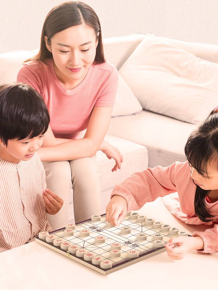 Geeli Chinese chess and chessboard full set of gifts for portable folding solid wood children's elementary students adult board games large