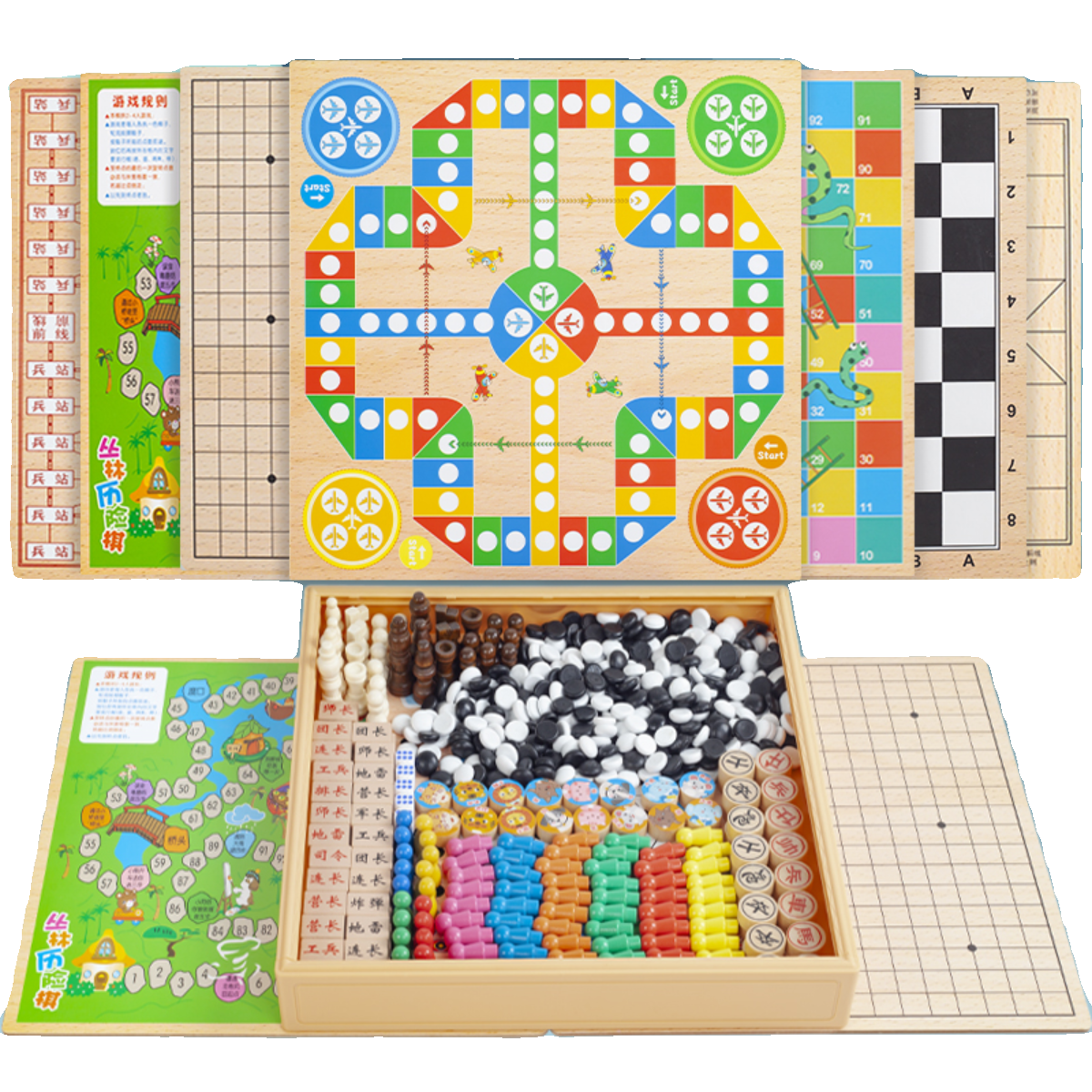 Flying checkers multi-purpose game chess wood in five-story chess game for children of adult chess-fighters