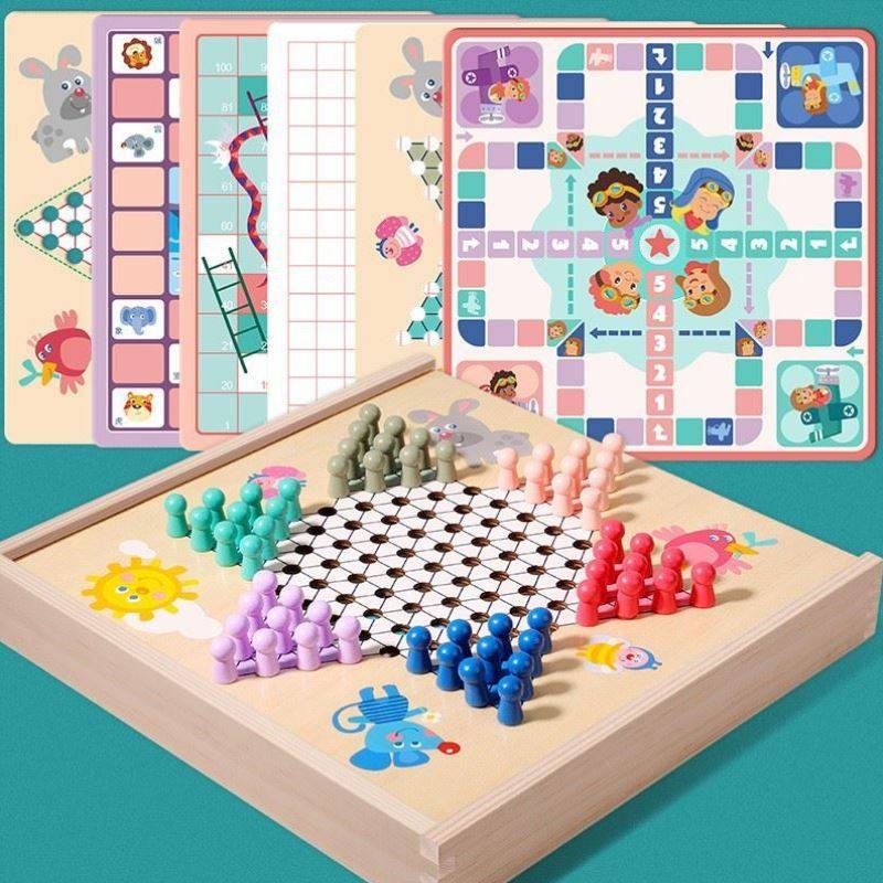 Chess and card children's puzzle five -child chess game chess explosion chessboard primary school student large scholar function desktop