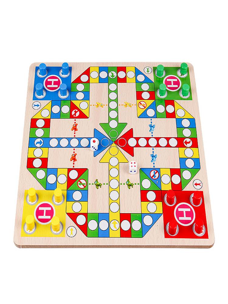 Flying chess checked fifth son chess and Go wooden chess children's toys toys toys, wisdom, multi -function game Daquan snake chess too