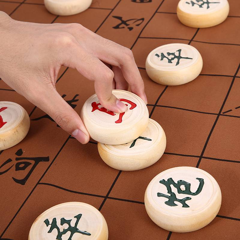 Solid wood Chinese chess chessboard students Children adults, big cm, big, big, like chess wooden houses like chess and cards