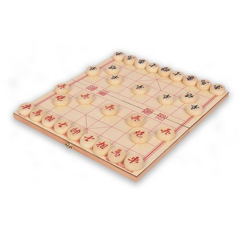 Chinese chess folding wooden box chessboard chessboard adult elementary school student solid wood large children's portable chess magnetic