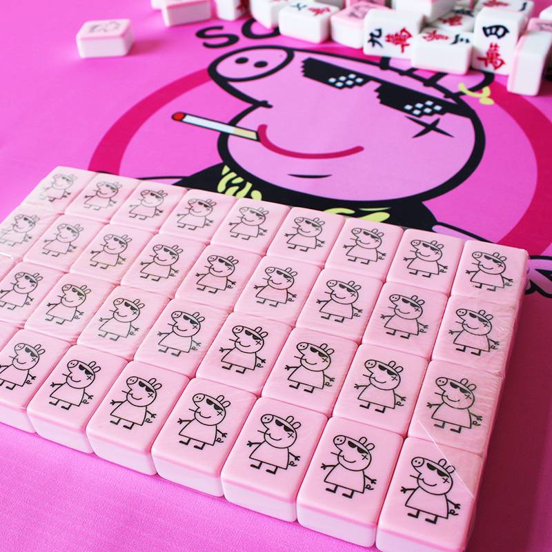 First -level cartoon brand Page Mahjong brand medium large piglets Douyin same model mahjong card hand rubbing mahjong