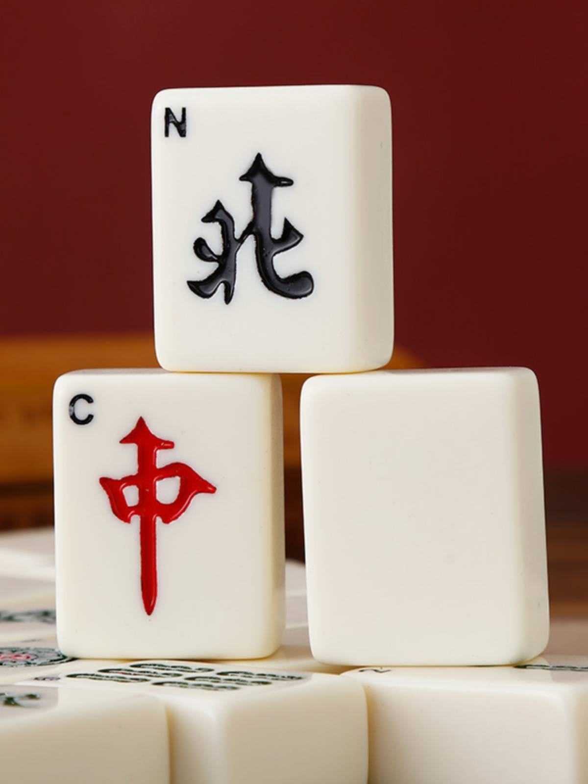 Antique Mahjong box in English to go abroad Mahjong tourist dormitory Mahjong antique leather box Chinese wind gives foreigners gifts