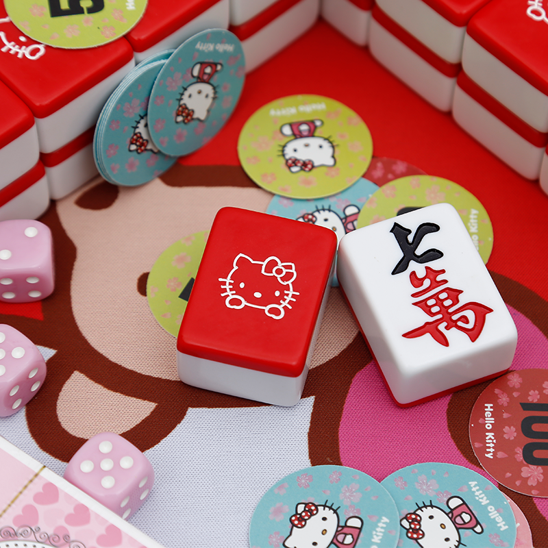 Hand -rubbing home Mahjong brand cute kitten red black cute Catty cat cartoon mahjong medium large custom mahjong