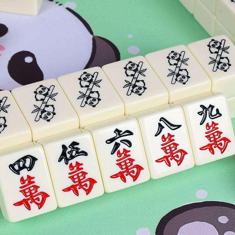 Ivory family hand-stamping mahjong mahjong panda mahjong small, medium and large creative gift customized box