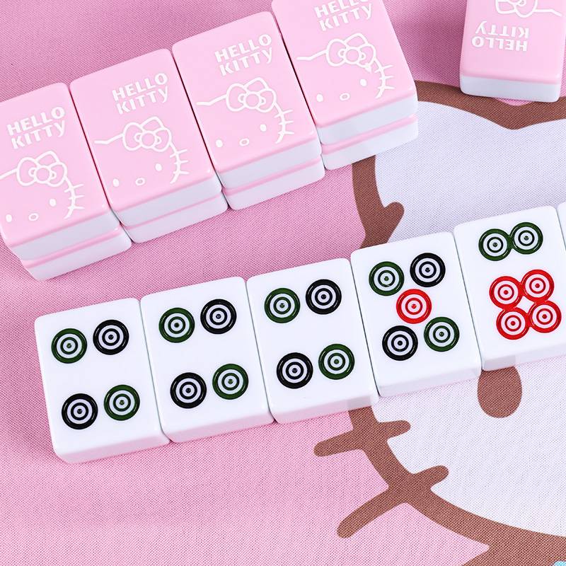 Hand -rubs Mahjong brand cartoon cute kitten pink mid -large cute net red No. 40 dormitory mahjong