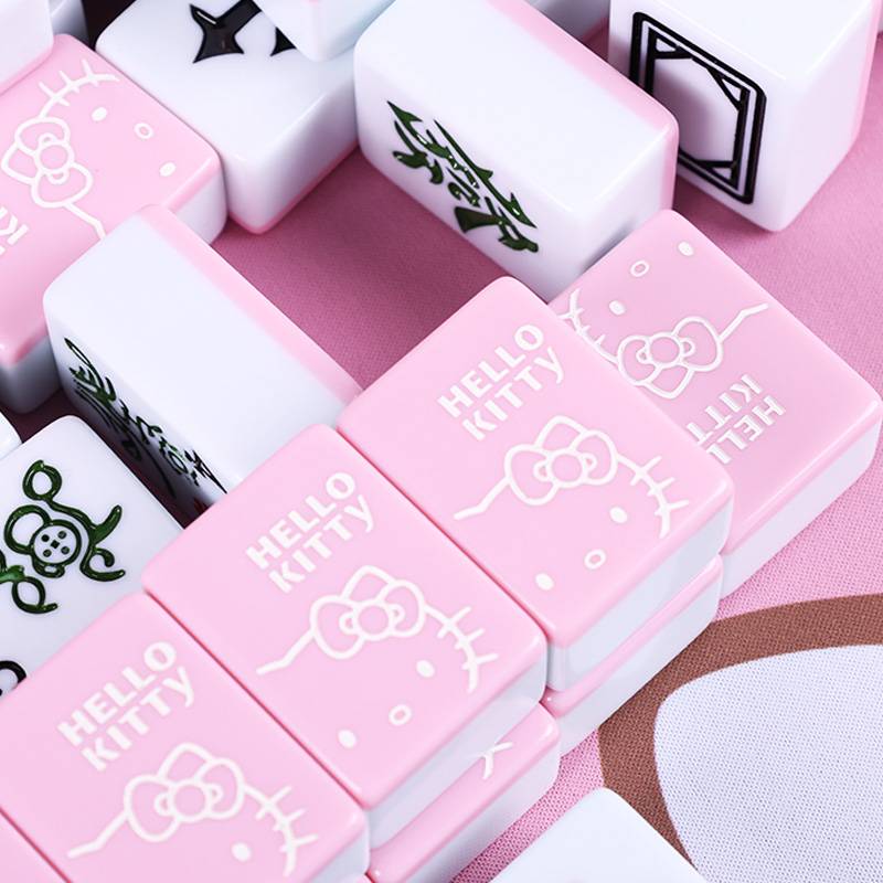 Hand -rubs Mahjong brand cartoon cute kitten pink mid -large cute net red No. 40 dormitory mahjong