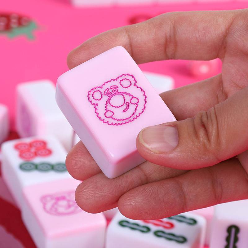 Hand -rubs Mahjong brand net red pink strawberry bear cartoon Mahjong cute Mahjong No. 42 customized gift