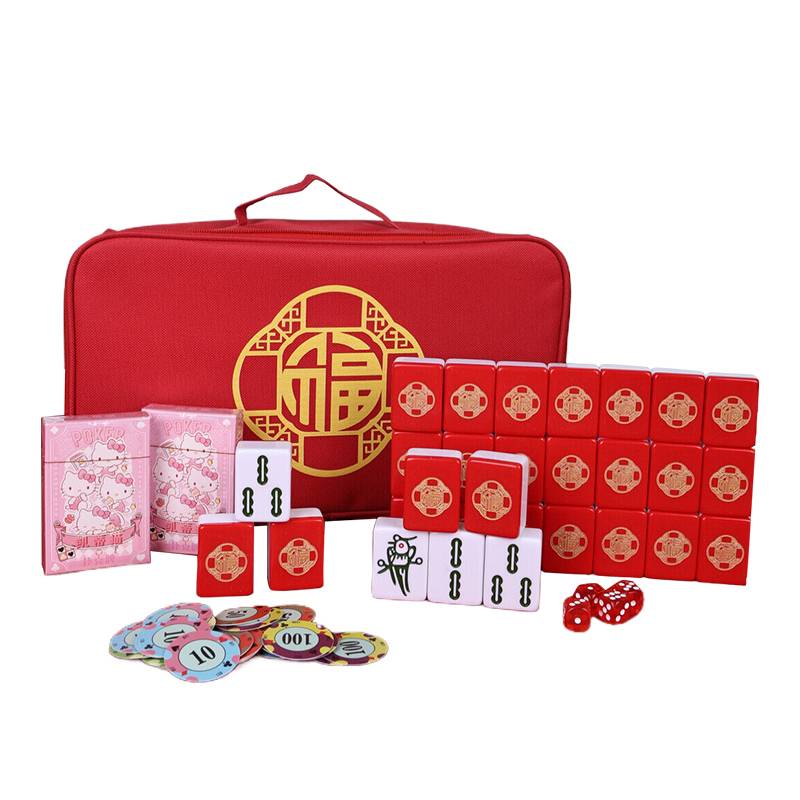 Hand -rubs Mahjong brand cartoon red white full blessing to elders 40/42/44 Customized annual gathering Mahjong gift