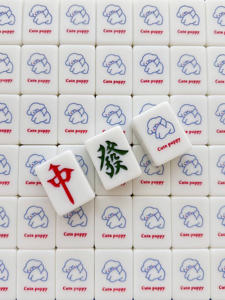 Family hand -rubbed Mahjong brand cute net red crystal jade color Cutepuppy home 40/42/44 Cartoon Mahjong mahjong