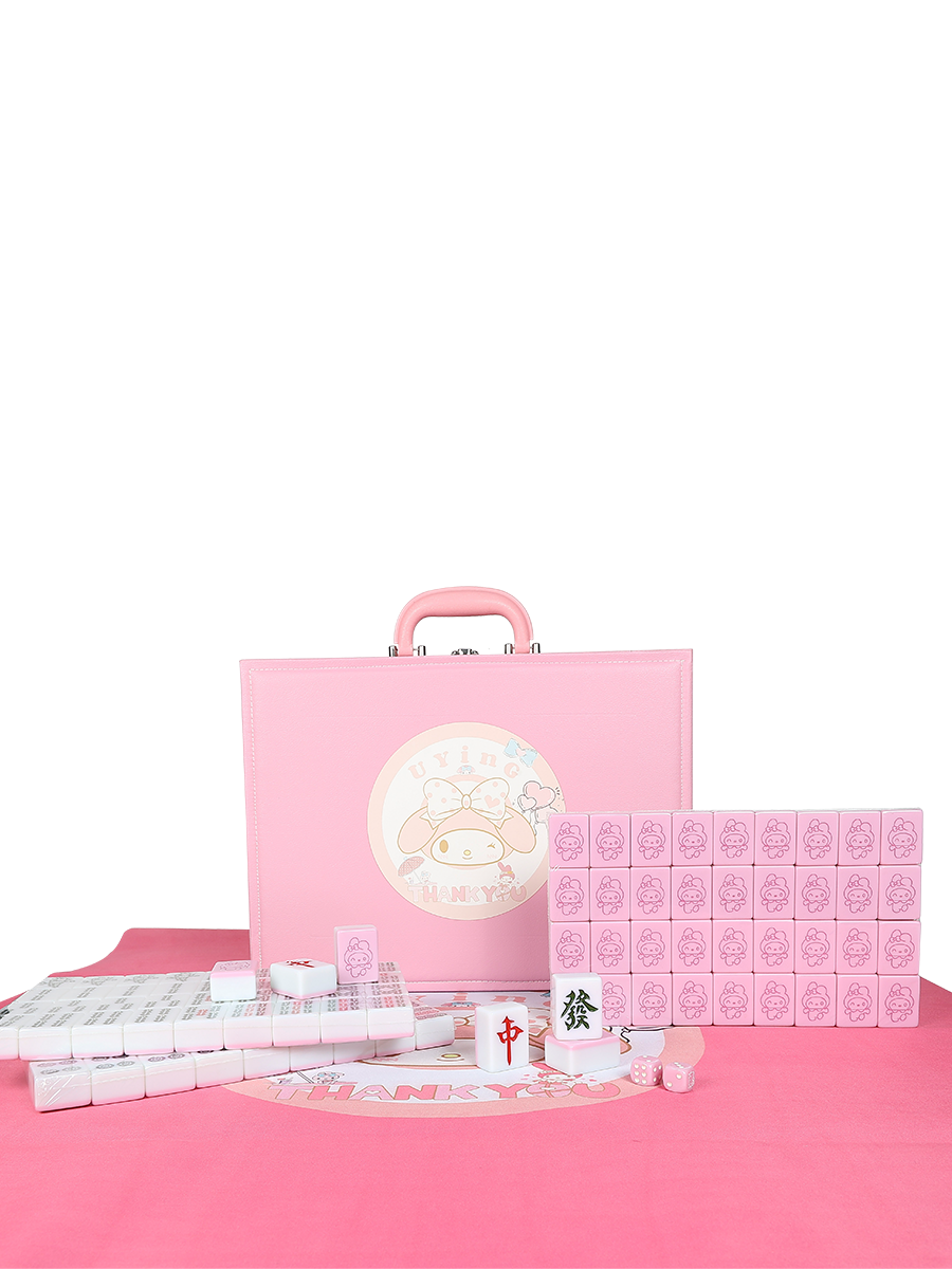 Hand -rubbing home Mahjong brand Meliti Pink Cute Girl Cartoon Mahjong Customized Mahjong