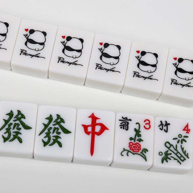 Home Cute Cartoon Mahjong White Panda Hand rubbing Mahjong 40/42/44 Mahjong Creative Monument