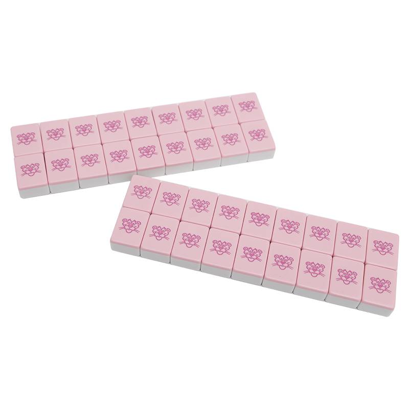 Cartoon cute pink naughty leopard beauty leopard family mahjong brand large hand rubbing mahjong