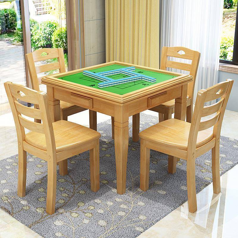 Solid wood mahjong table dining table two chess table modern minimalist folding home simple manual manual chess table and chair combination