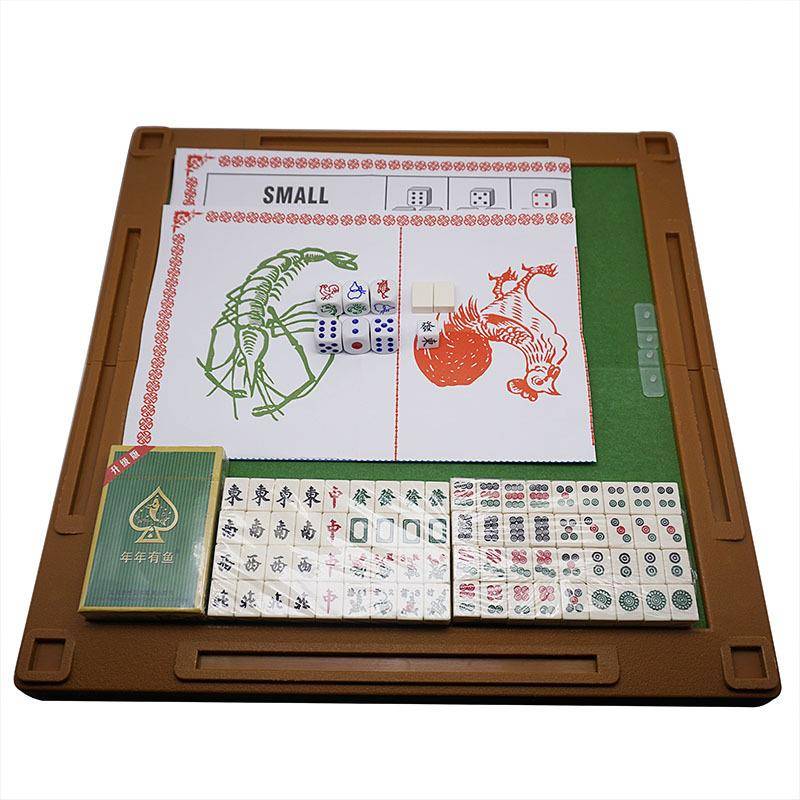 Factory Tourism Mahjong Mark Mark Mark Miracle with wine with wine and shrimp crab dice with folding table