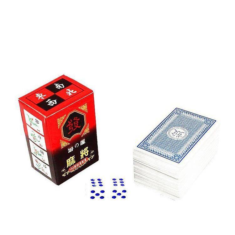 Paper Mahjong Waterproof Plastic PVC card Mahjong Give 2 Dice Storage Bag Travel Mahjong Poker Silent Portable