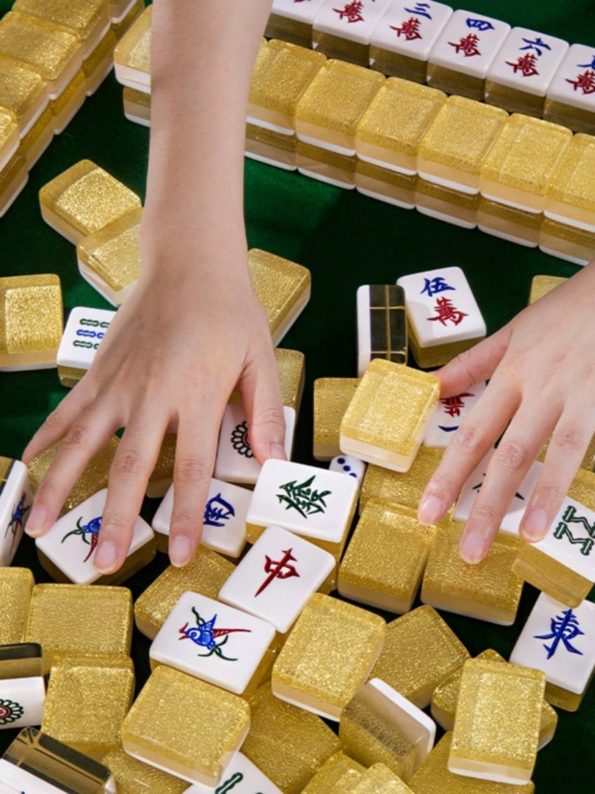 High-quality crystal mahjong home with a gold-colored Hong Kong mahjong mahjong-style medium-sized maclikany gift