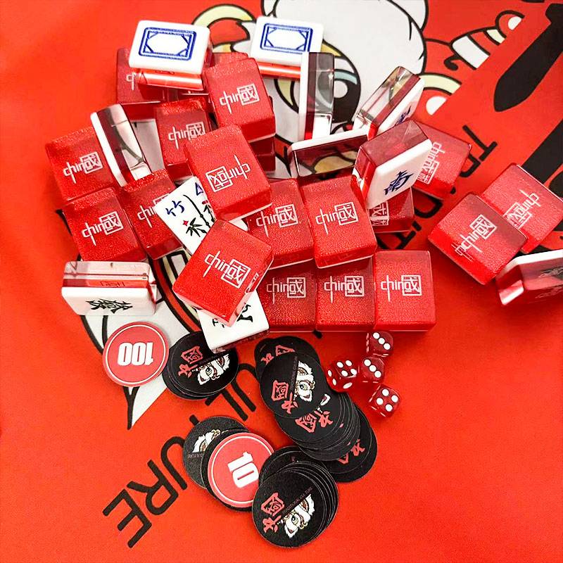 Net Red Family Rubbing Mahjong Chinese Wind Red 42#144 Sheet 156 Ackli Crystal Mahjong Brand
