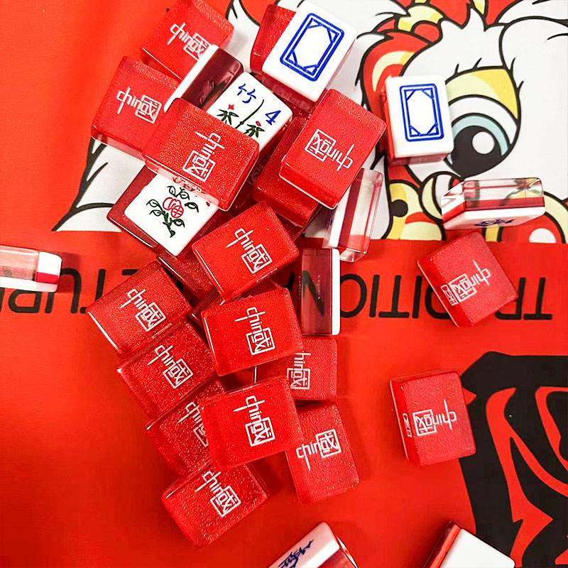 Net Red Family Rubbing Mahjong Chinese Wind Red 42#144 Sheet 156 Ackli Crystal Mahjong Brand