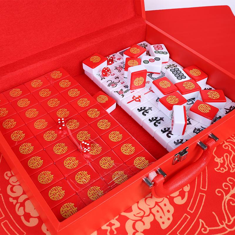 Shuangxi hand rubbing mahjong brand ancient style big red color cute cartoon mahjong medium large custom mahjong