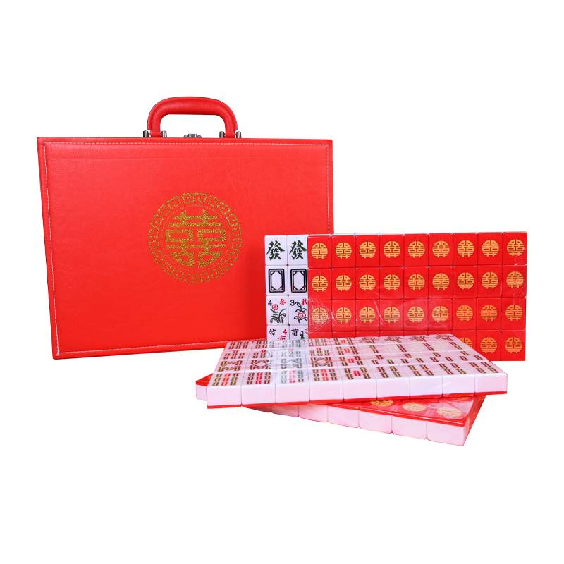 Shuangxi hand rubbing mahjong brand ancient style big red color cute cartoon mahjong medium large custom mahjong