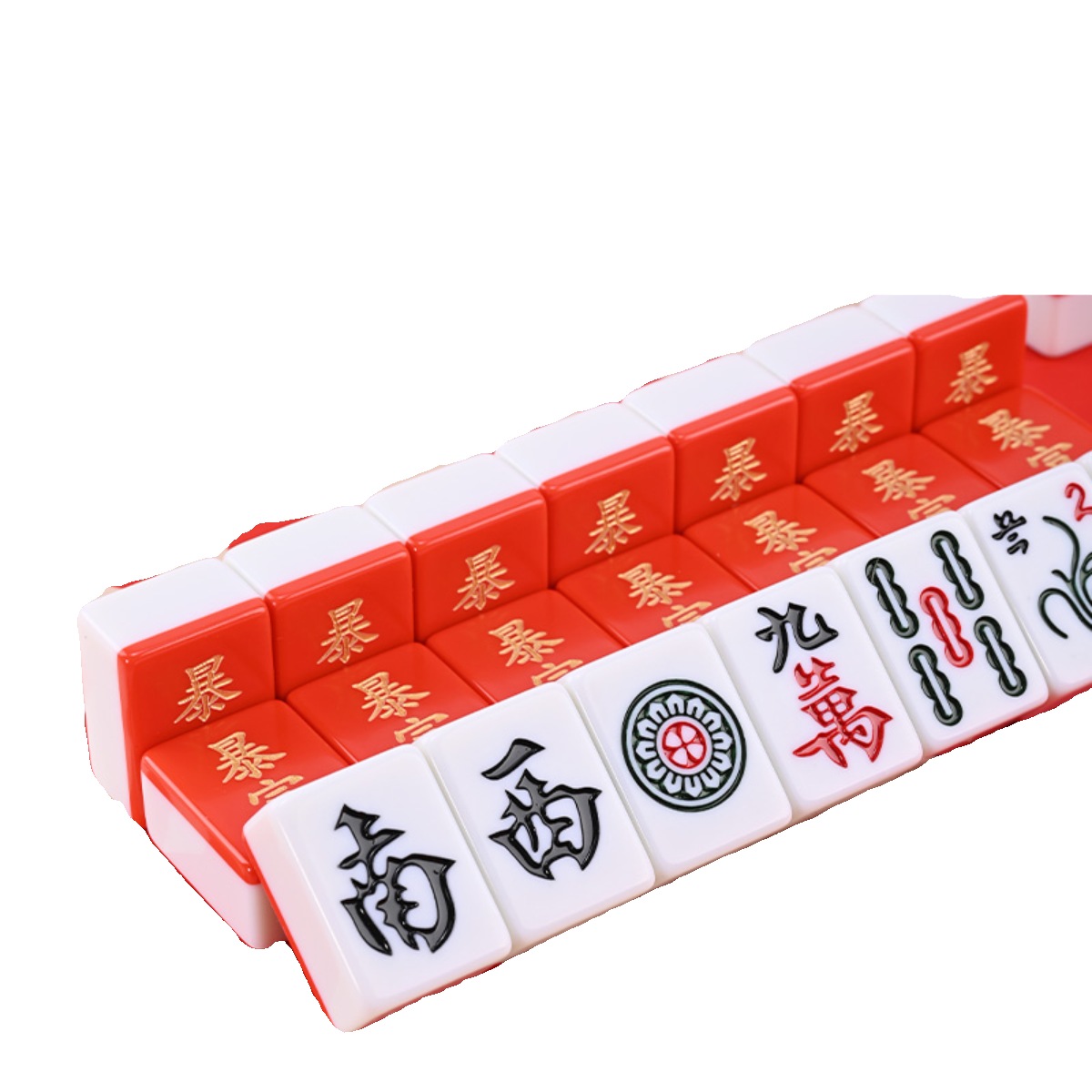 Rich rich, festive red custom mahjong family rubbing cartoon in a large gift mahjong card