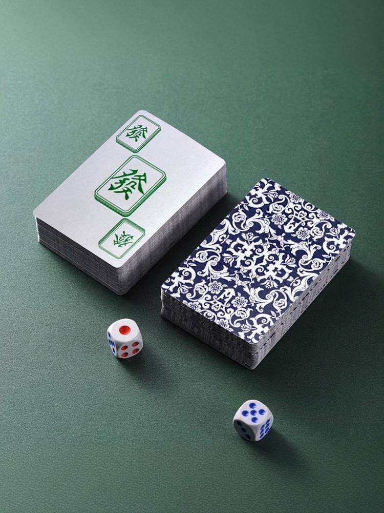 Paper Mahjong special poker Mahjong brand portable PVC plastic waterproof thick wear resistance 144 sparrow cards