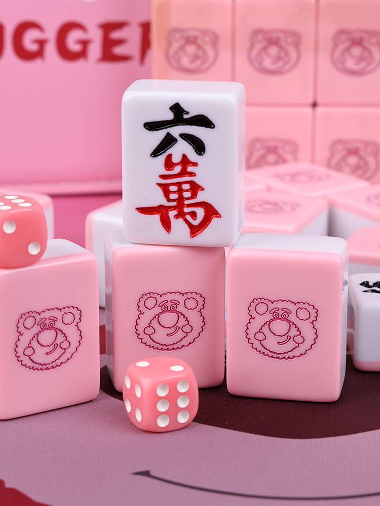 Strawberry Bears Scrambling mahjong homemade mahjong pink mahjong customised #42 medium gift