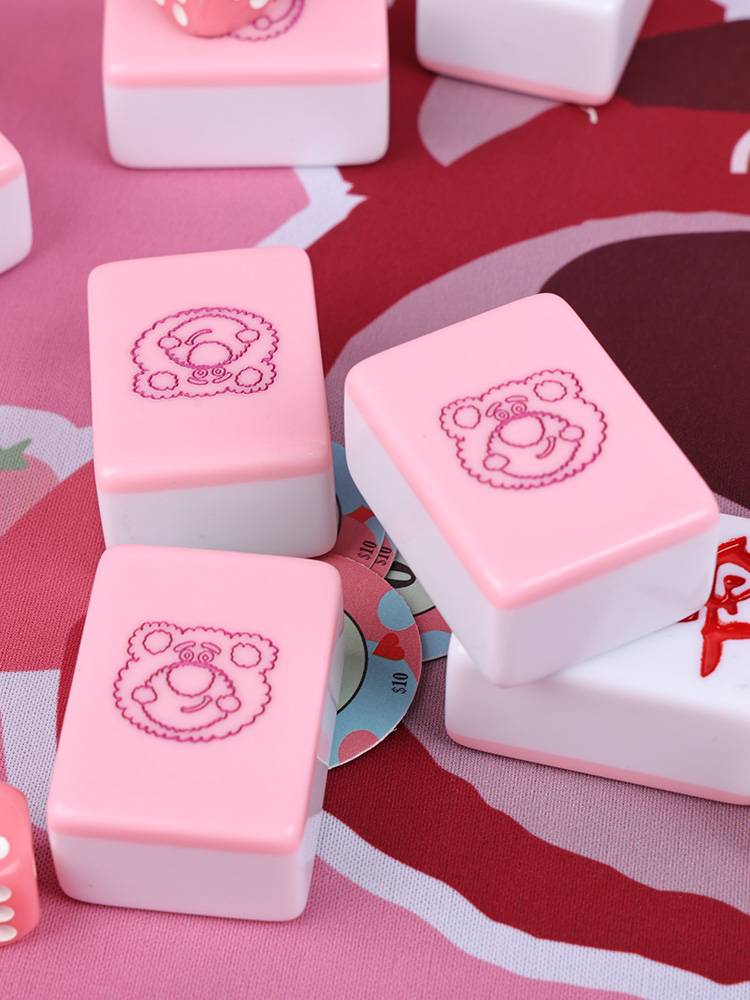 Strawberry Bears Scrambling mahjong homemade mahjong pink mahjong customised #42 medium gift