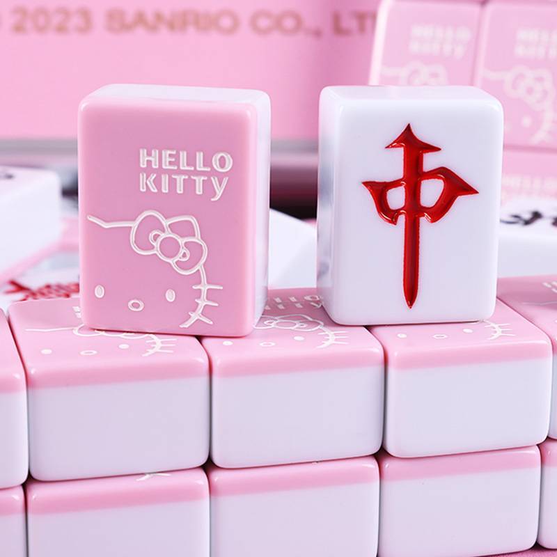 Hand -rubs Mahjong brand cartoon cute kitten pink mid -large cute net red No. 40 dormitory mahjong