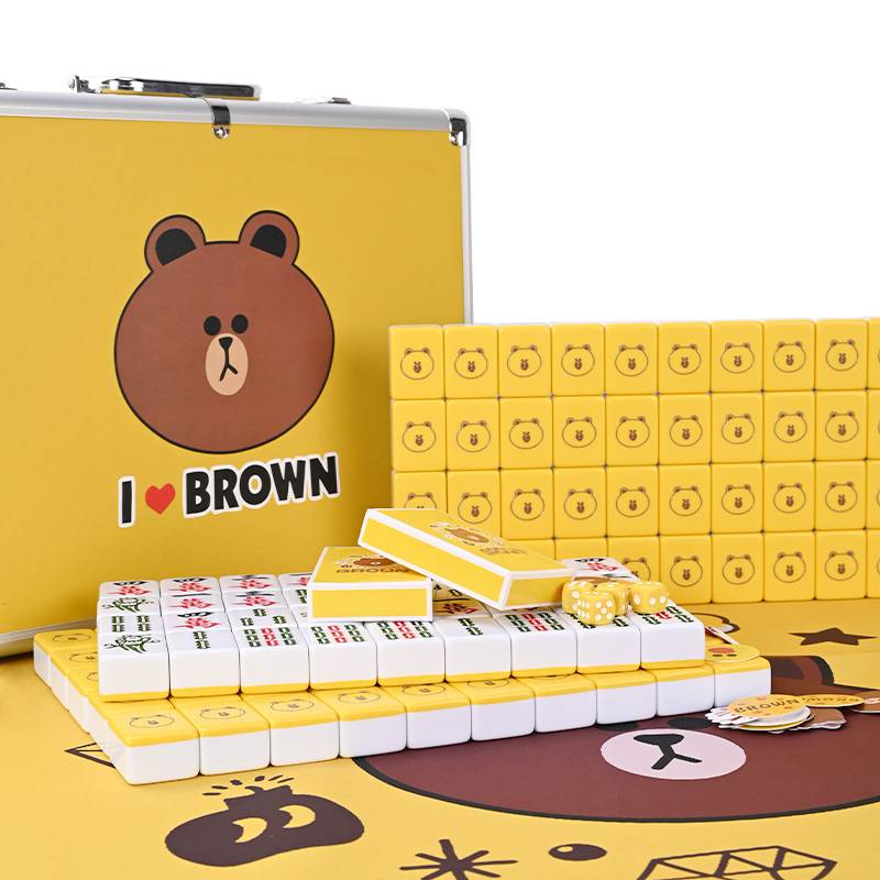 Brown Bear Cartoon Custom Mahjong Douyin Net Red Mahjong Family Gifts Daima Cute Mahjong Brand