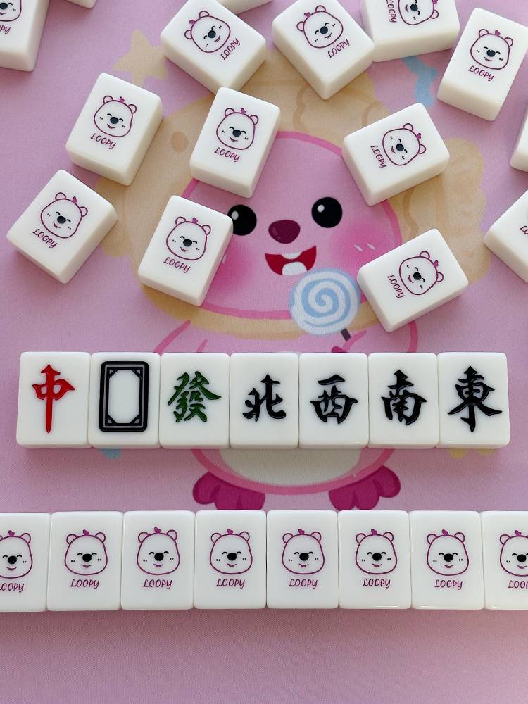Family hand -rubbed Mahjong brand cute net red crystal Yulubi Family 40/42/44 Cartoon Mahjong card customization