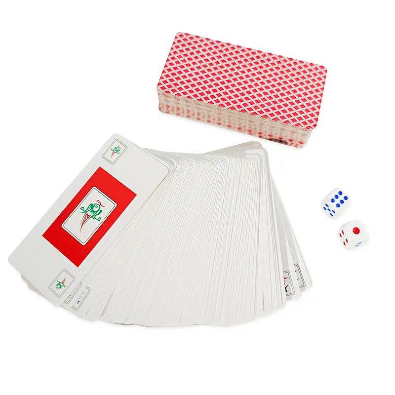 2023 Edition 148 Mahjong Cards Gift Dice Paper Mahjong Poker Tourist Narrow Edition Portable Soft Mahjong