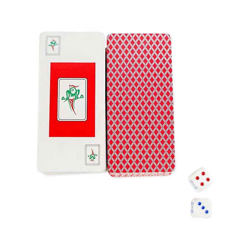 2023 Edition 148 Mahjong Cards Gift Dice Paper Mahjong Poker Tourist Narrow Edition Portable Soft Mahjong