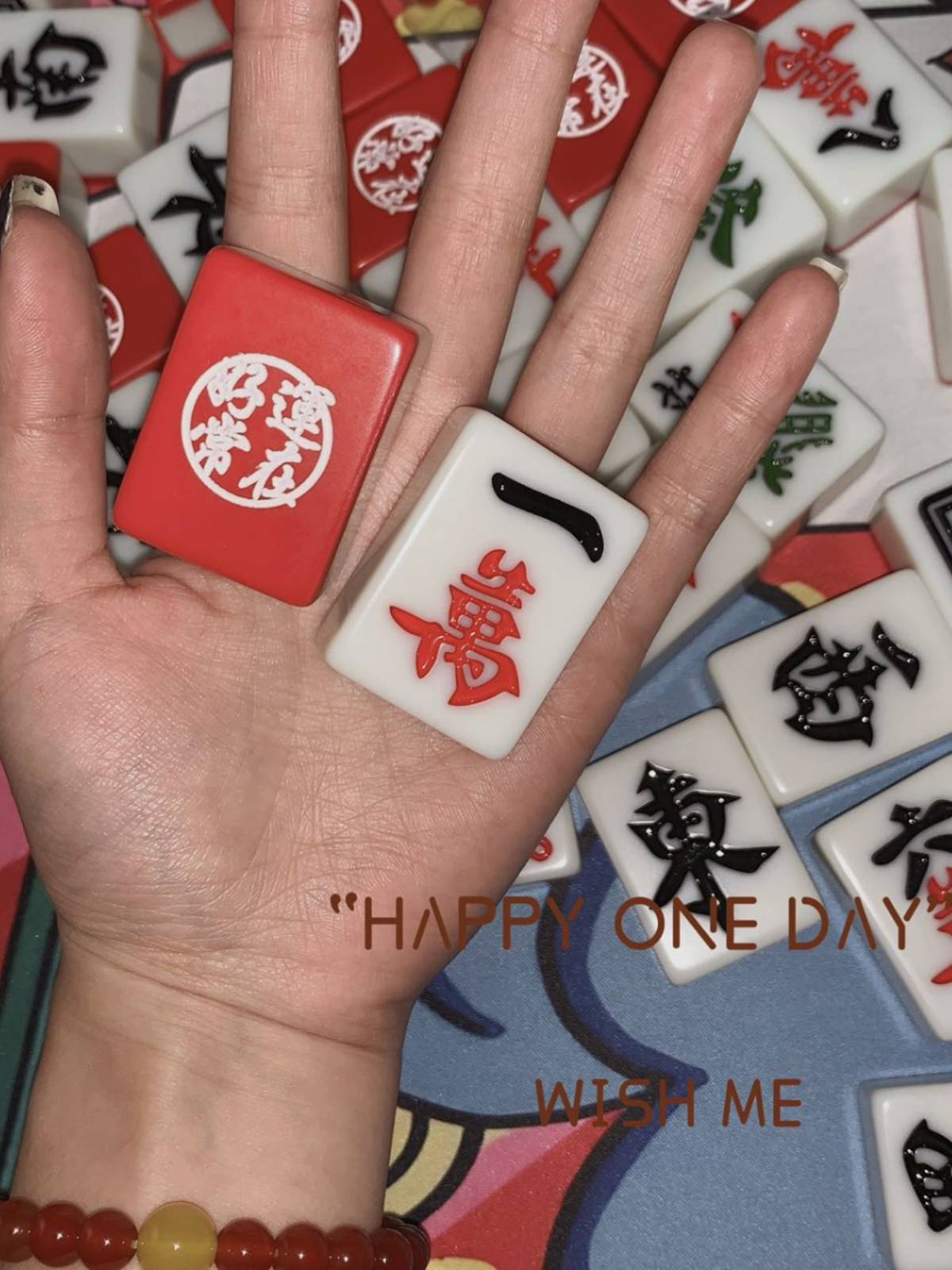 Creative National Tide Mahjong Original Blessing Red Custom Birthday Party Douyin Dormitory Birthday Gifts Good Luck