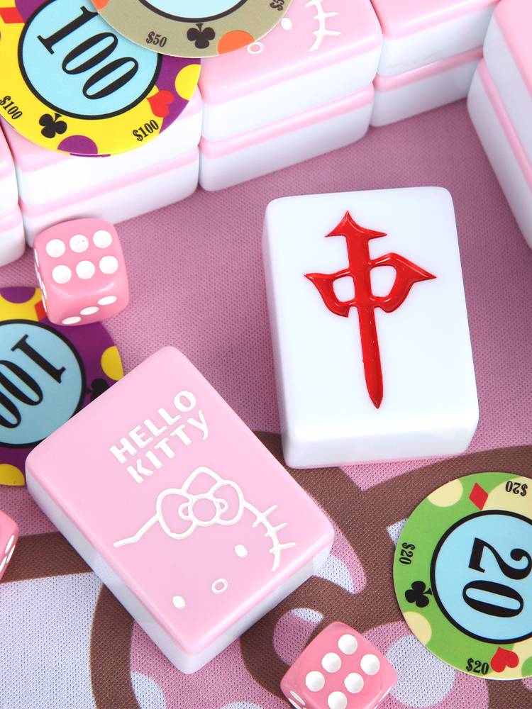 Genuine authorized hellokitty pink hand rubbing Kaiti cat mahjong brand cute cartoon large couture