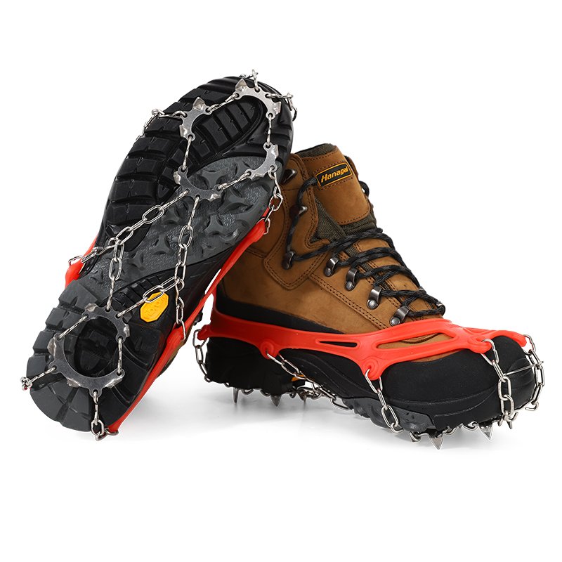 Outdoor ice claws, 13 teeth stainless steel welding, slippers, snow claws, rock climbing, with adult ice-crackers and nails
