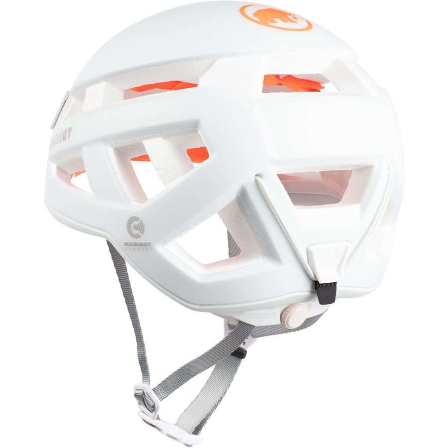 The mammoth elephant Mammut Crag Sender, a light-scale out-of-the-house climber, climbs a mountain helmet