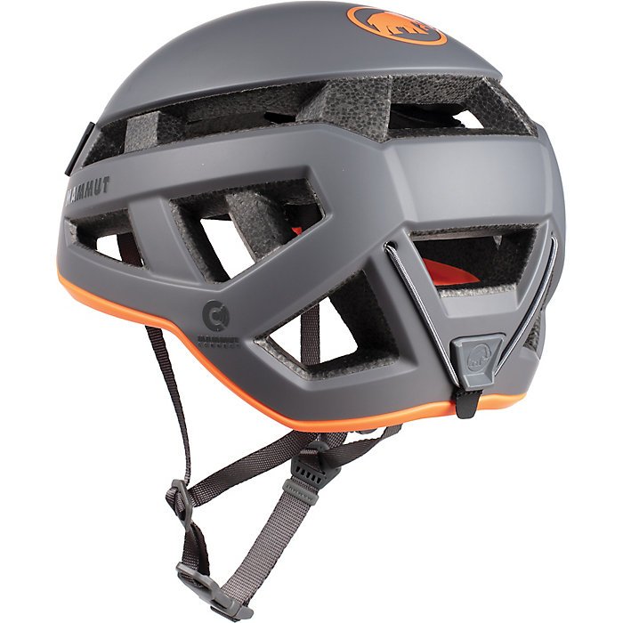 The mammoth elephant Mammut Crag Sender, a light-scale out-of-the-house climber, climbs a mountain helmet