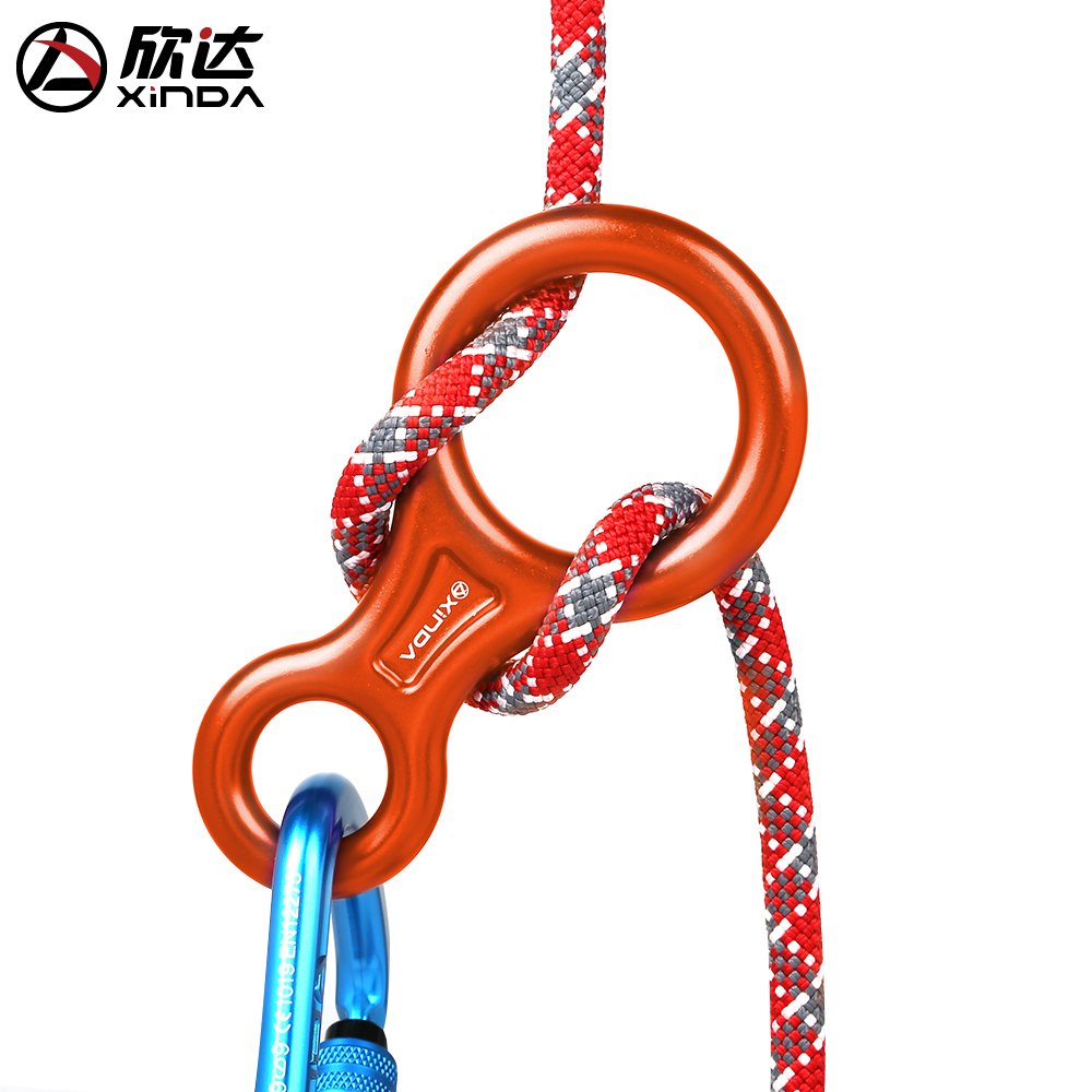 Hindal's 8-word-ring descendor slow-down-slide-protector climbs with a 45-kn ring