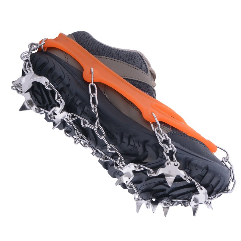 Ice-clawed, skate-proof boots outside the house