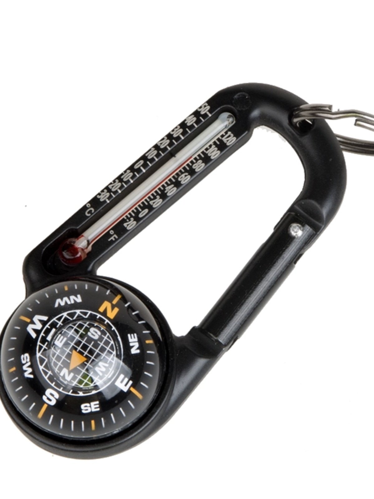 A mini-magnetic compass with a thermometer compass for travel outside the entrance for survival