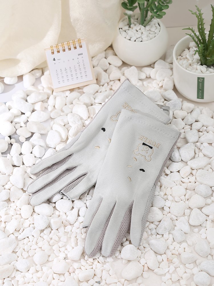 Sun-proof gloves, UV-free summer ice-sliding, black-sliding, cycling, touch-screen women