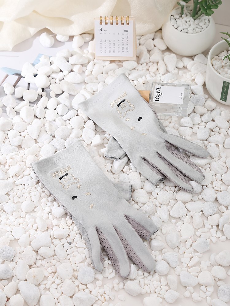 Sun-proof gloves, UV-free summer ice-sliding, black-sliding, cycling, touch-screen women