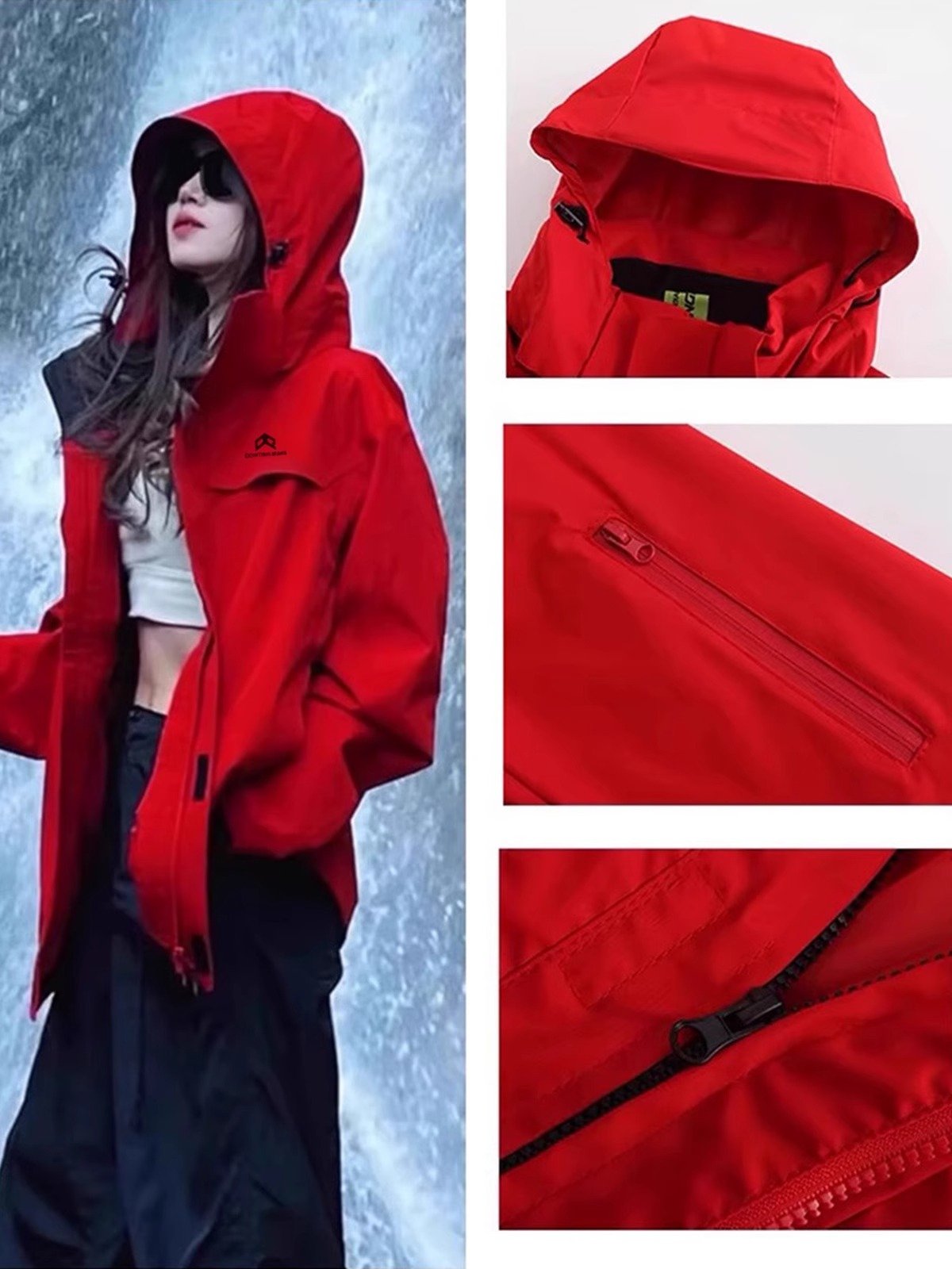 German craftsman's red scrambling suit, a spring-and-a-year-long, wind-proof, waterproof jacket
