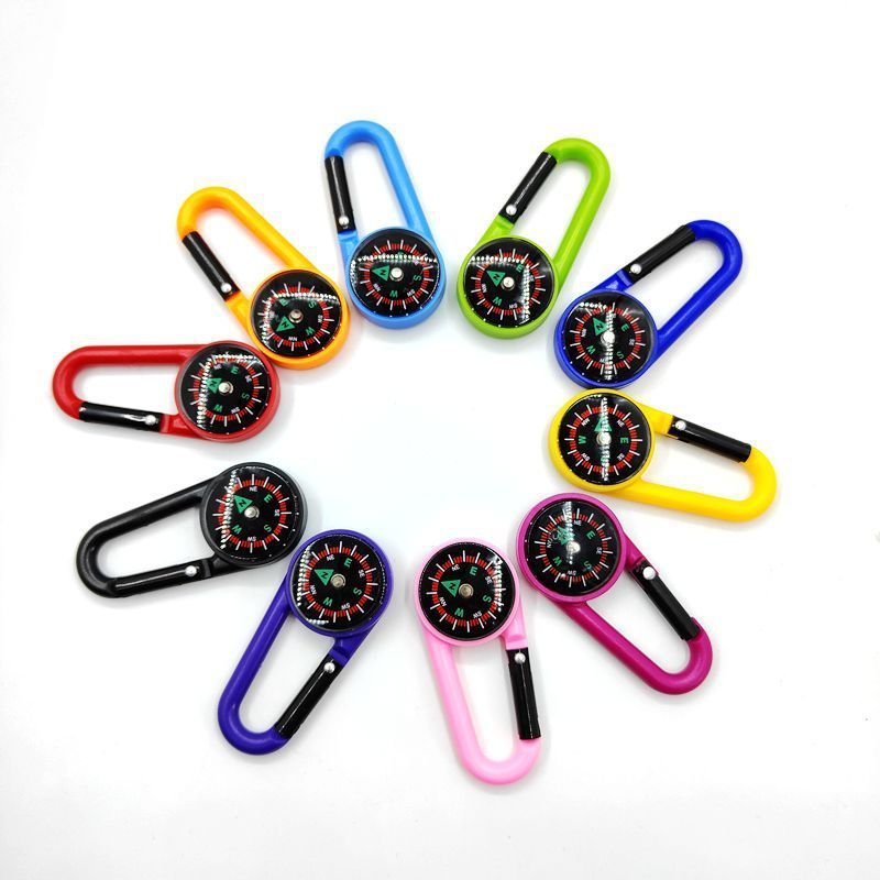 Portable liquid suspension pointer of an outdoor mountain landing compass linked to a multifunctional fast-track compass
